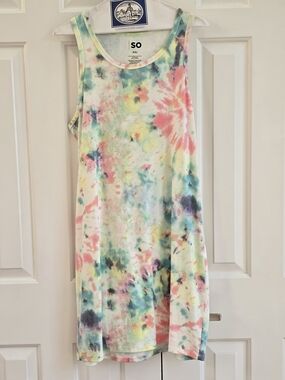 SO Tie-Dye Tank Dress/swim Coverup in Pastel Multicolor